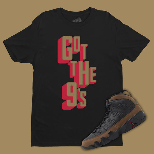 Got The 9's Black T-Shirt Kidsing Jordan 9 Olive