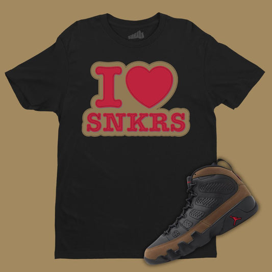 I Love Sneakers black T-Shirt Kidsing Jordan 9 Olive