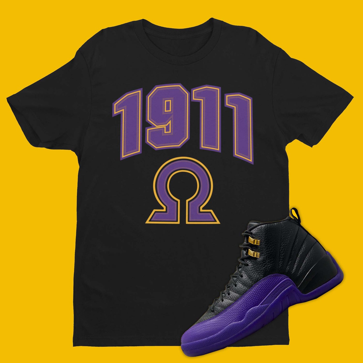 1911 Omega Air Jordan 12 Field Purple Matching T-Shirt from ErlebnisweltfliegenfischenShops