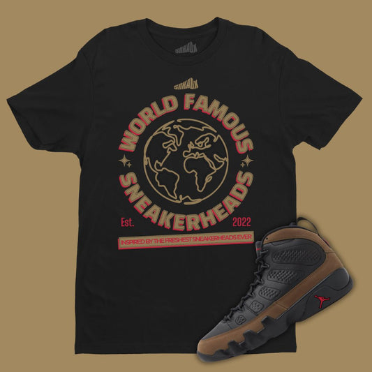 World Famous Sneakerheads black T-Shirt Kidsing Jordan 9 Olive