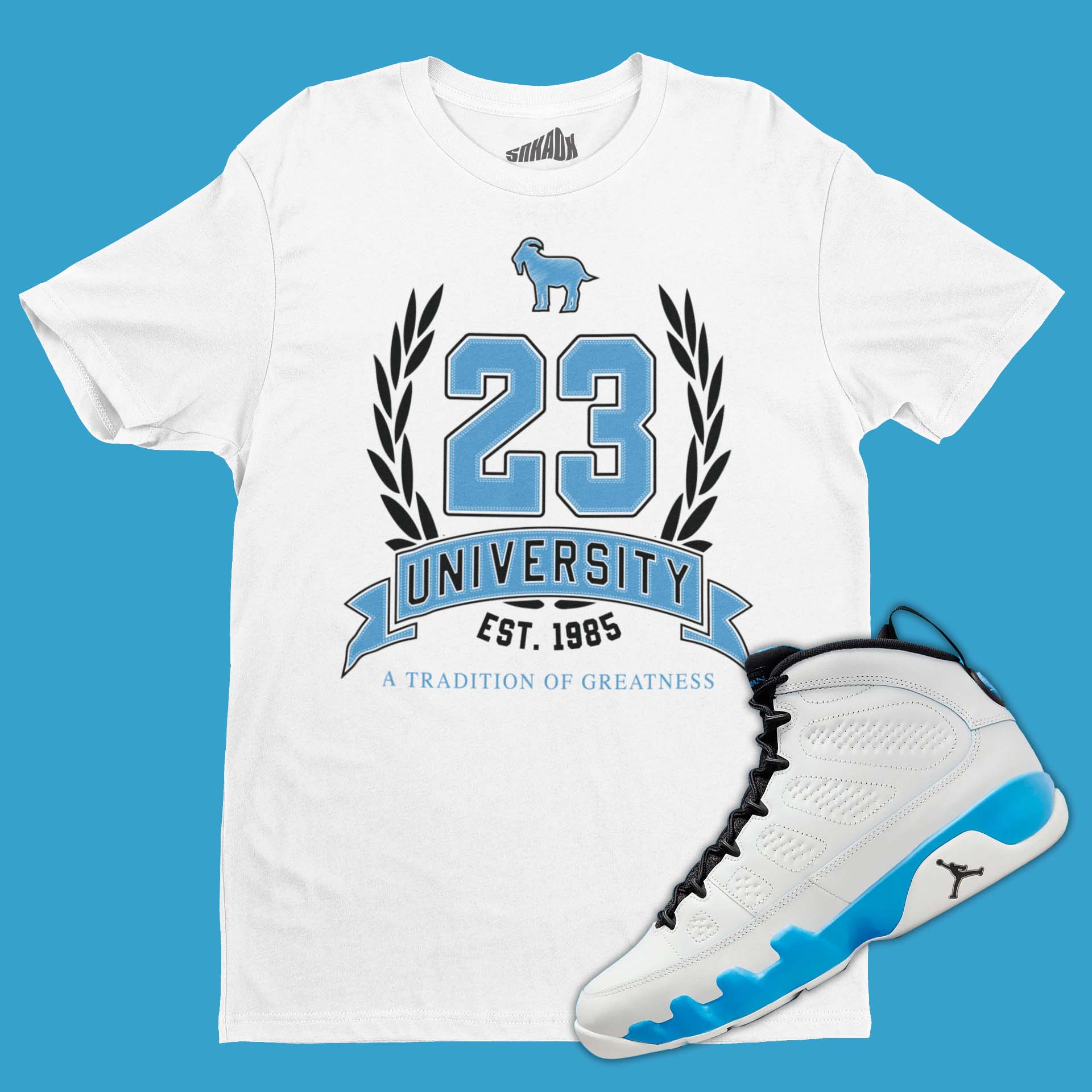 23 University Unisex Tee Air Jordan 3 Retro BG Air Jordan 9 Powder Blue AlmmanufacturingShops T Shirt