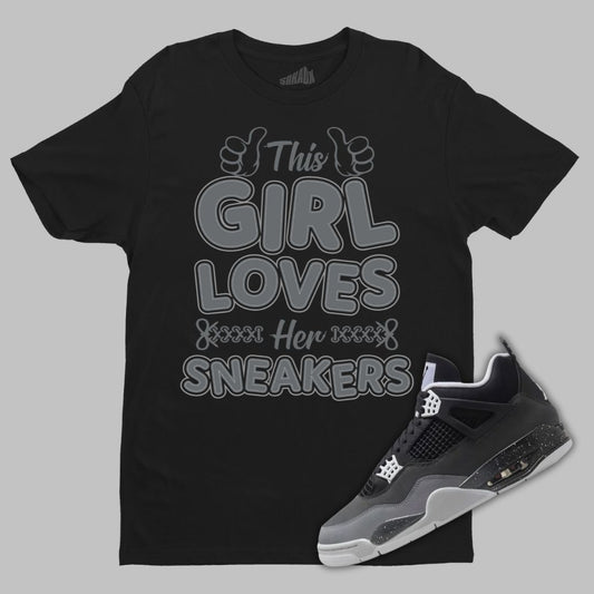 This Girl Loves Her 132173C Sneakers Black T-Shirt Matching Jordan 4 Fear 2024