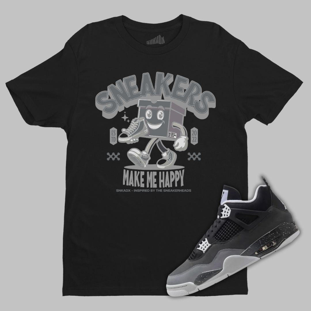 Sneakers Make Me Happy Black T-Shirt Matching Grey jordan 4 Fear 2024