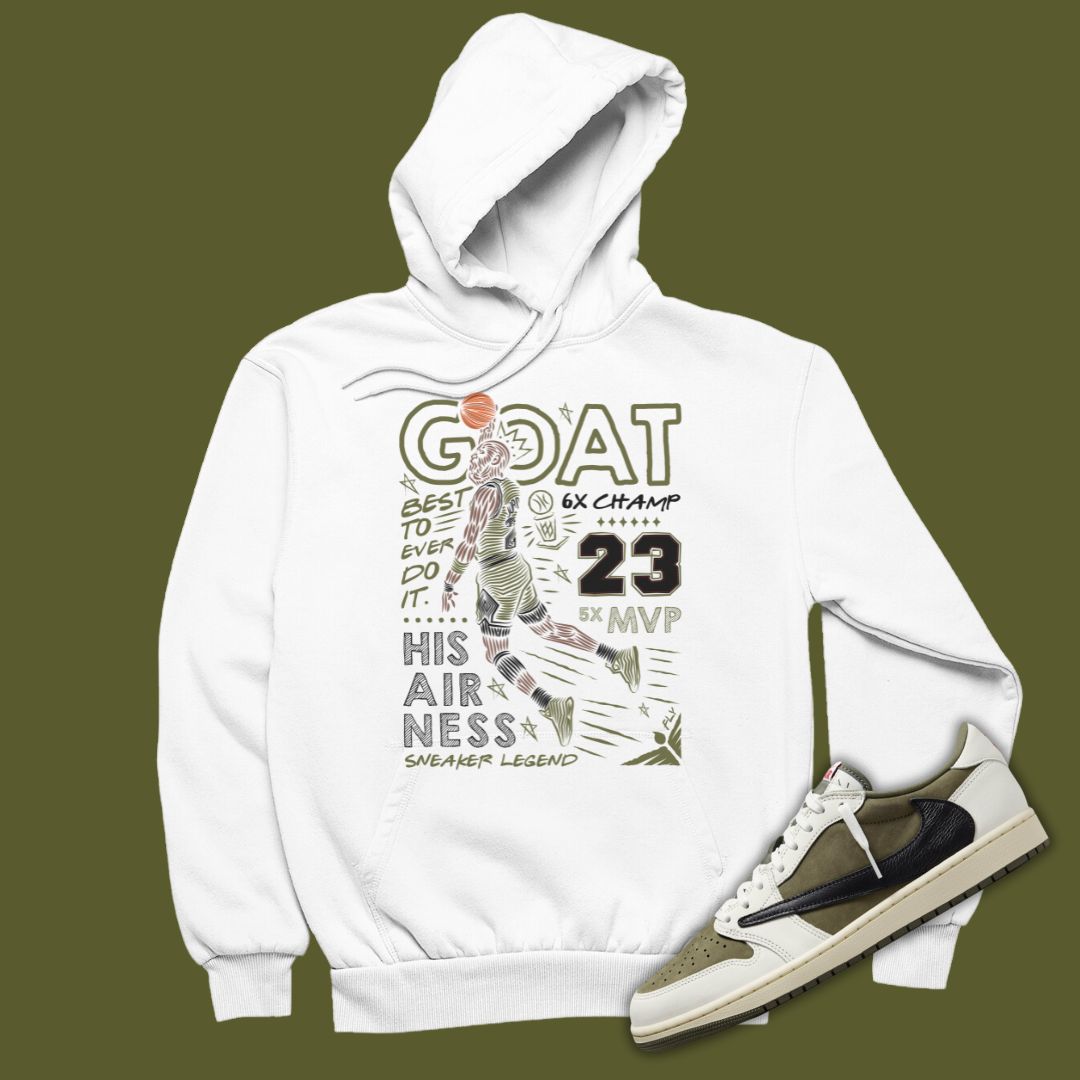 DysongroupShops GOAT White Hoodie Travis Scott Medium Olive 1 Air Jordan V 5 Bel Air