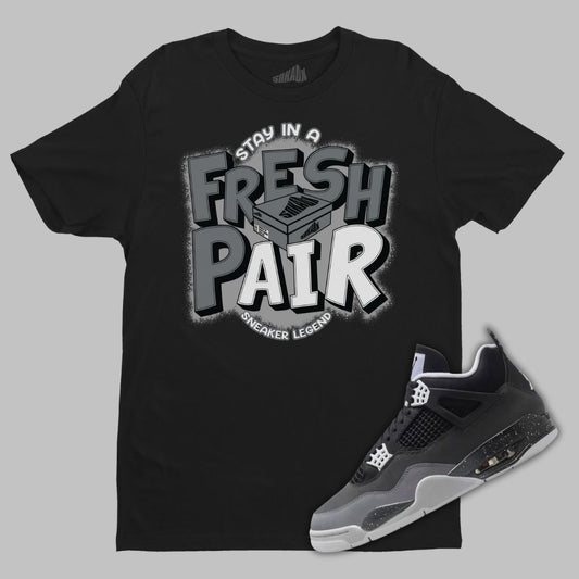 Fresh Pair Black T-Shirt Kidsing Jordan 4 Fear 2024