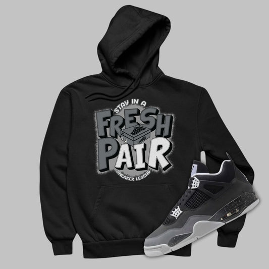 Fresh Pair Black Hoodie Matching sts jordan 4 Fear 2024