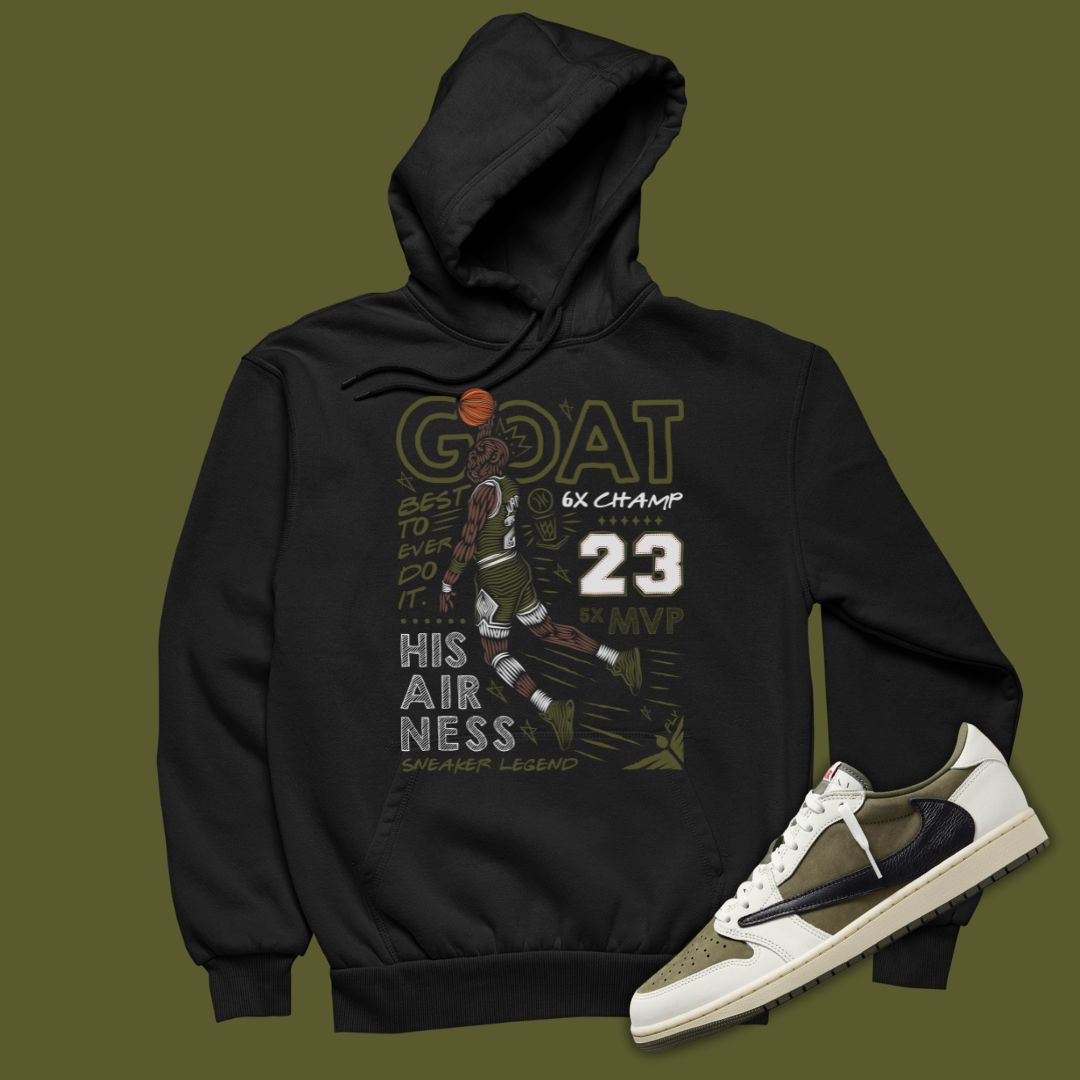 Travis Scott Medium Olive 1 AcmShops GOAT Black Hoodie nike air jordan 1 retro