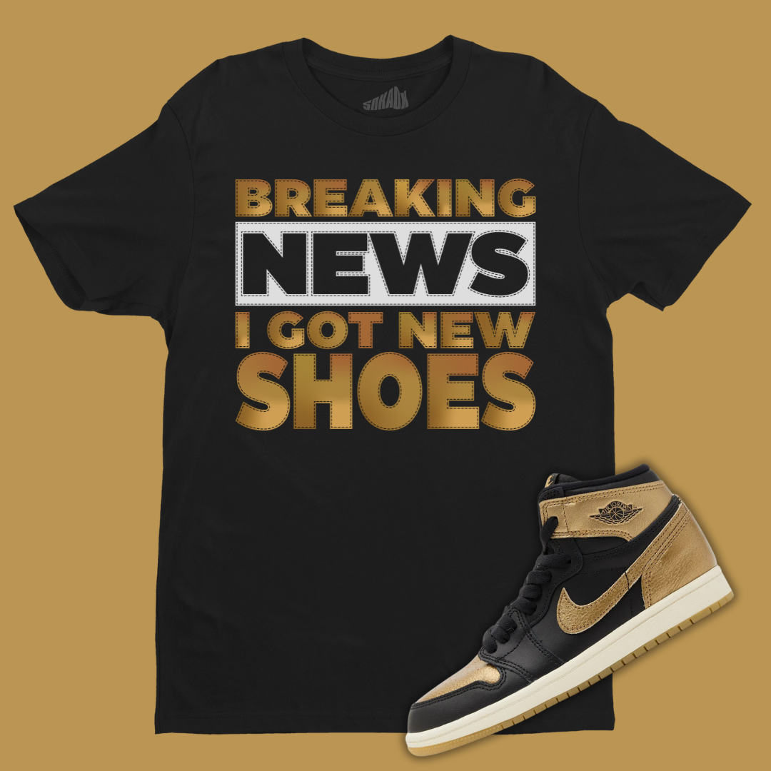 SNAKDX ParallaxShops Breaking News I Got New Shoes Jordan 4 Retro Bp voorschools Schoenen Jordan 1 High OG Metallic Gold