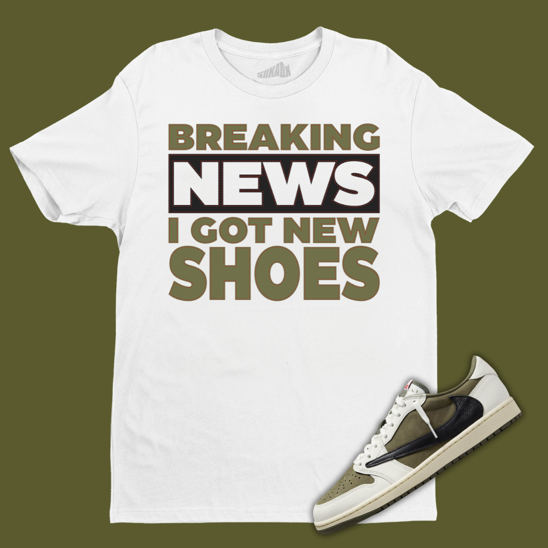 DysongroupShops Uabat Chaussure Jordan 1 Satin Snake Chicago Travis Scott Jordan 1 Medium Olive Breaking News White Tee