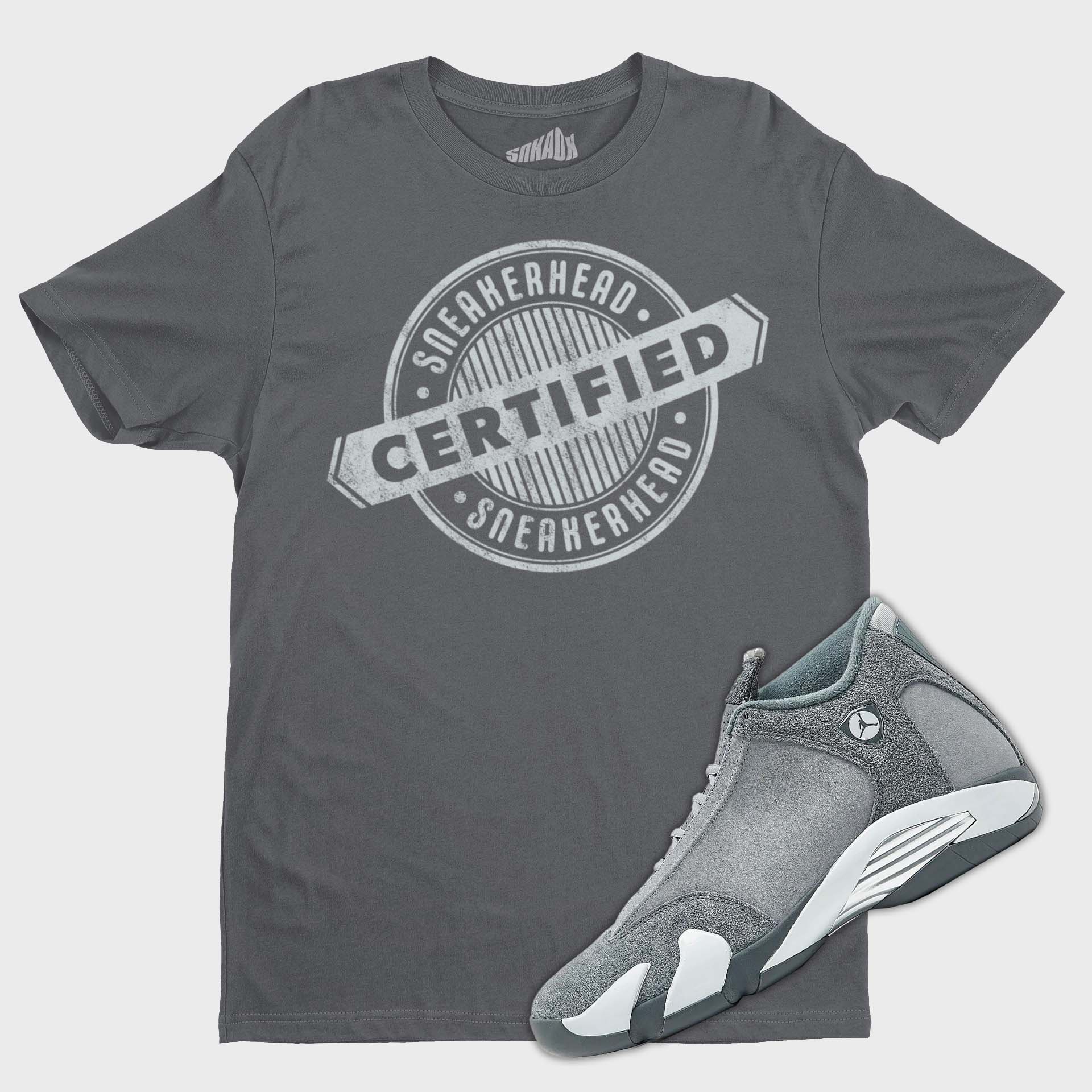 Certified Sneakerhead Tee Air Jordan 1 Low Hologram Black White DR9497 001 For Sale Shirt Air Jordan 14 Flint Grey FledermausShops T