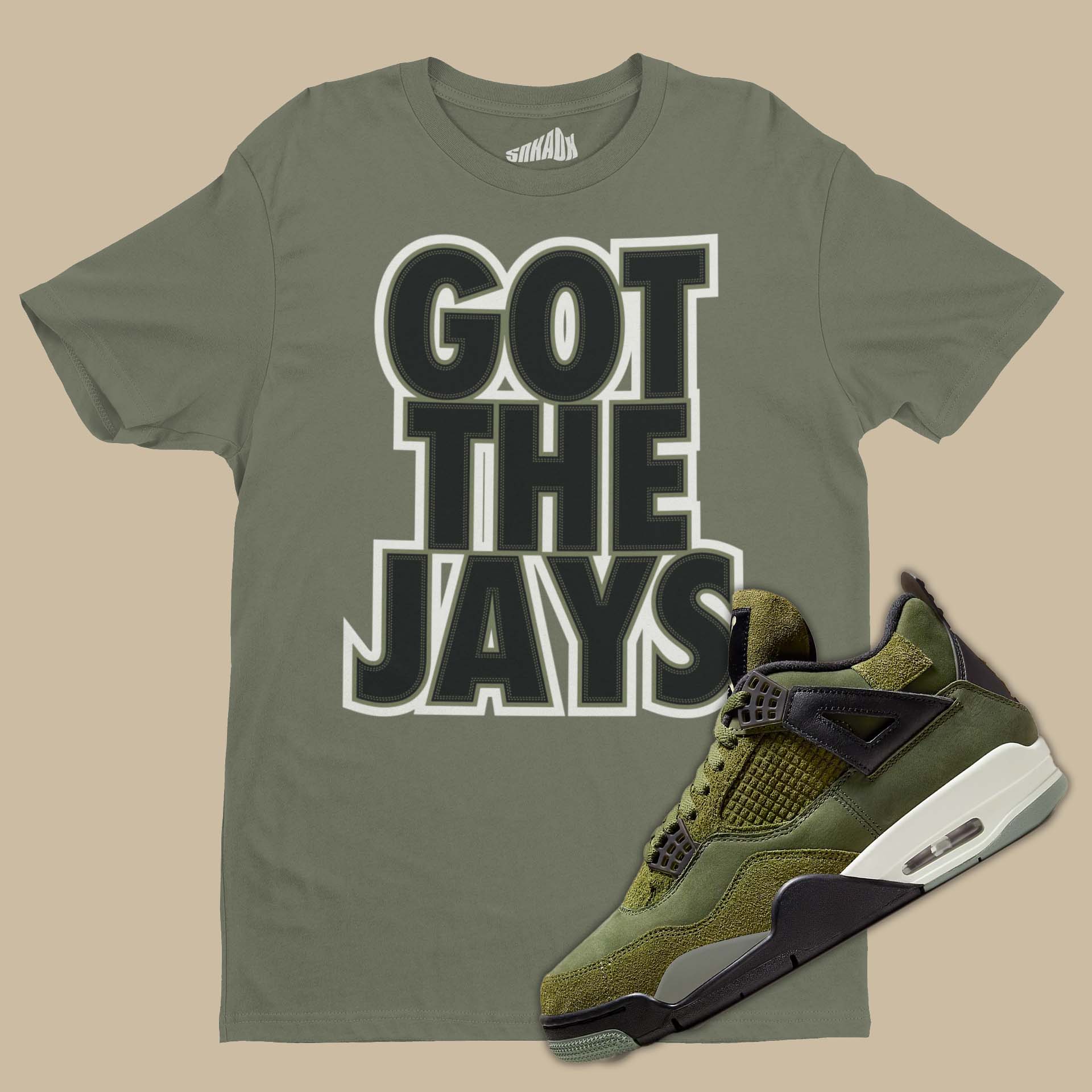 Air Jordan 4 Craft Olive Outfit NovogasShops air jordan 14 xiv reverse ferrari gold bq3685 706 available now Got The Jays Tee