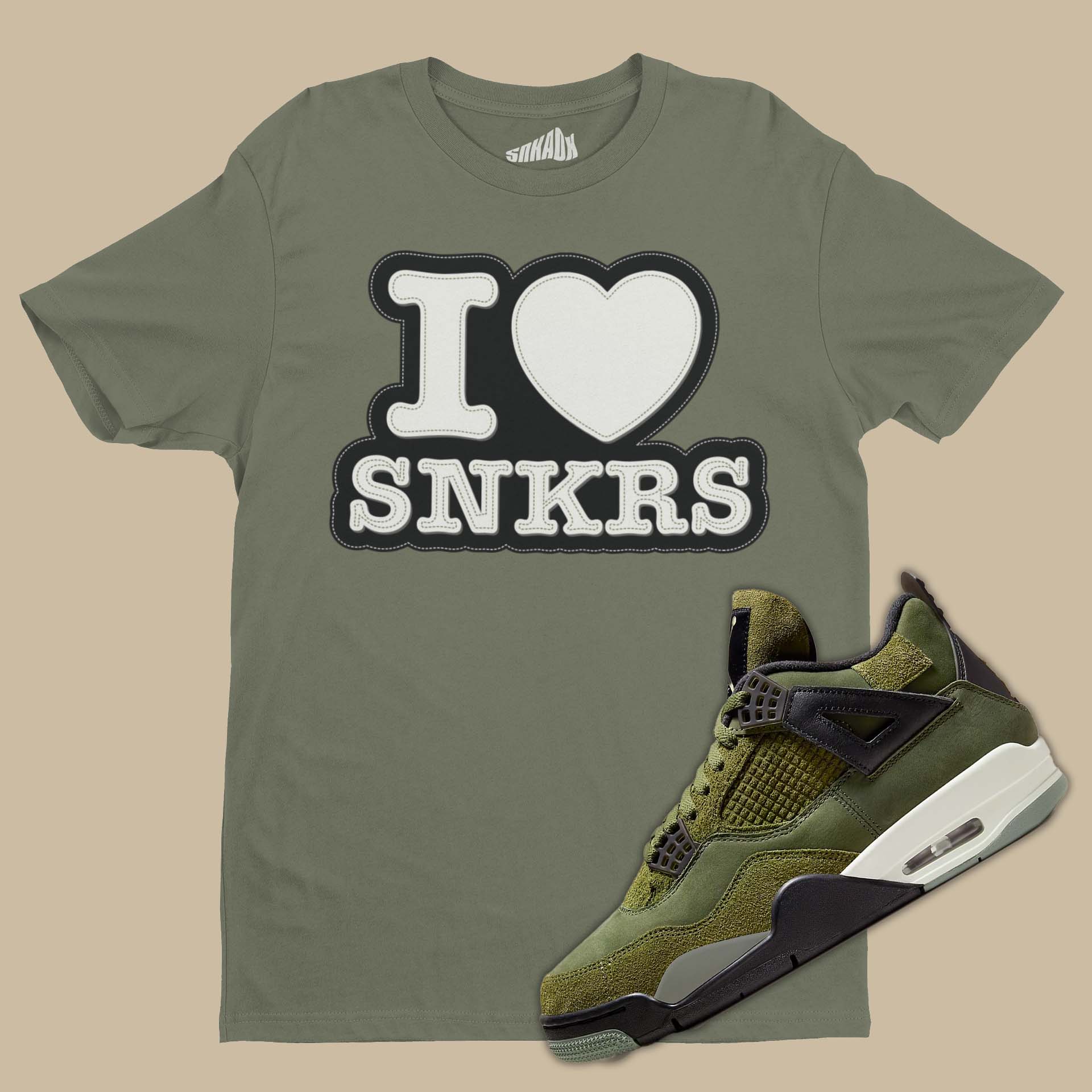 FledermausShops Michael Jordan s Original Banned Nike Air Ship Surfaces Air Jordan 4 Craft Olive Sneaker Matching t Shirt