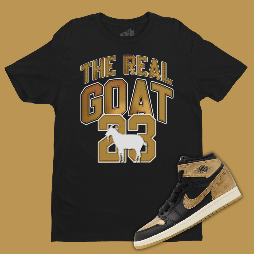 SNAKDX AspennigeriaShops Jordan 1 High OG Metallic Gold Air Jordan Original OG 7 VII Olympic White Midnight Navy True Red The Real GOAT Tee Matching