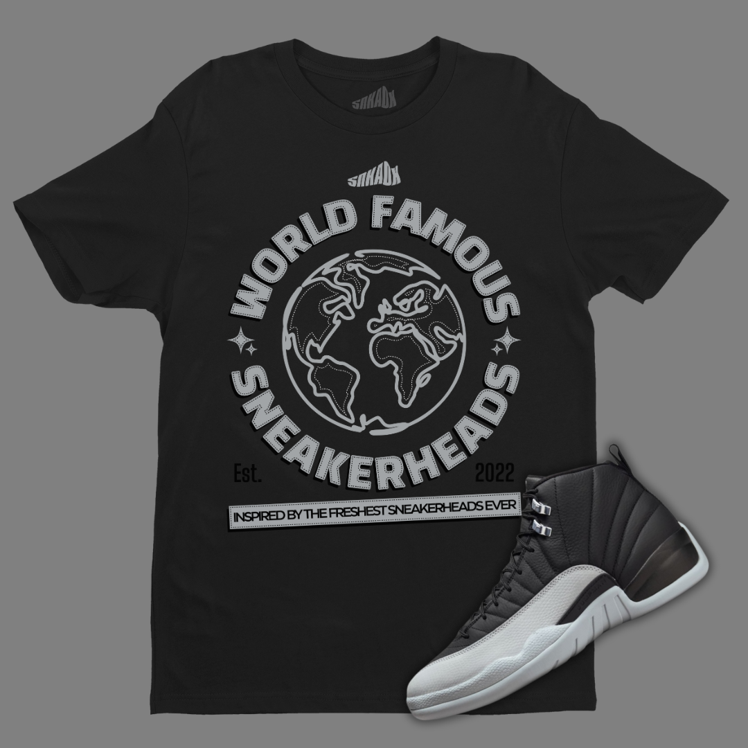 Black jordan 12 shirt best sale