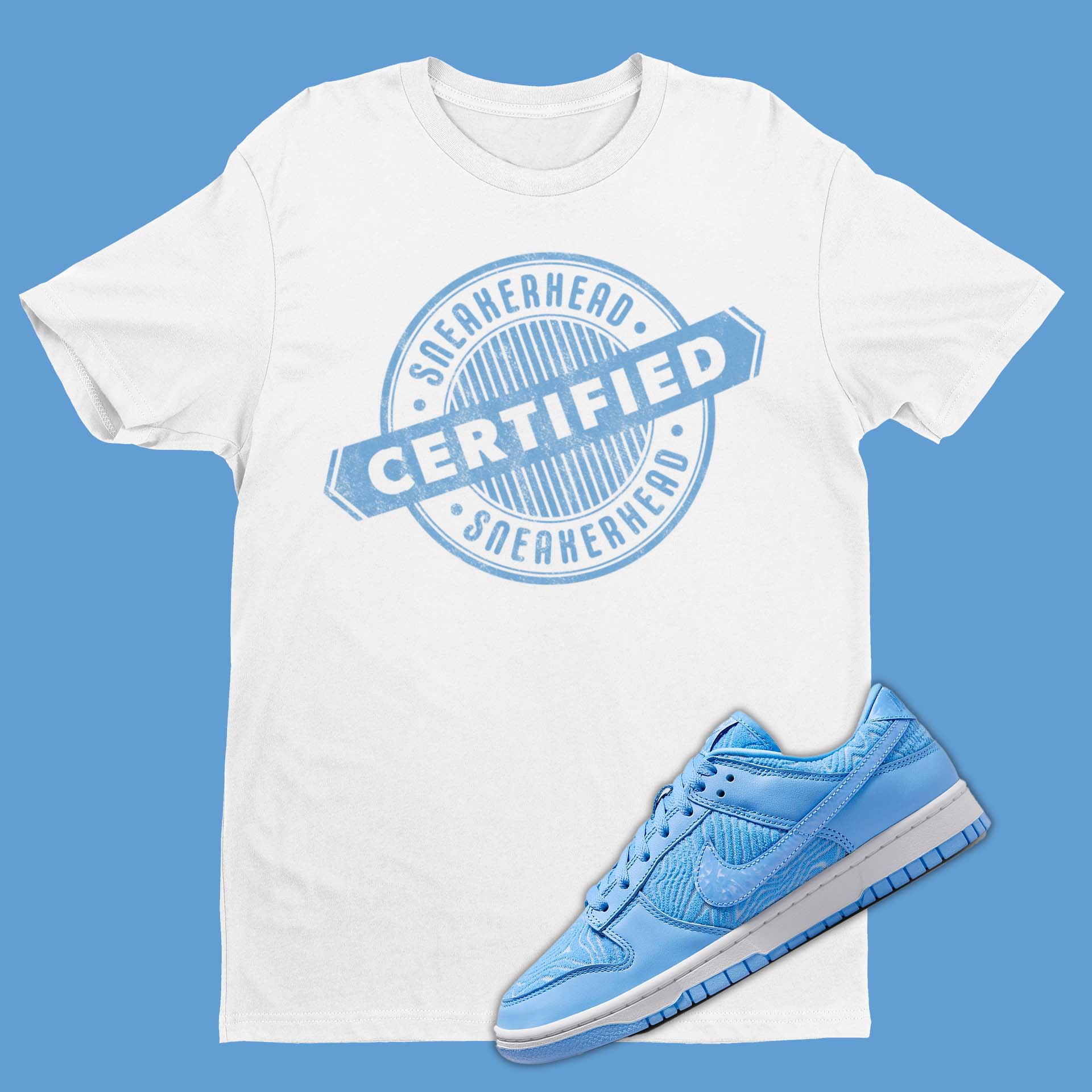 wholesale air jordans authentic DysongroupShops University Blue Dunk Low Tee Certified Sneakerhead