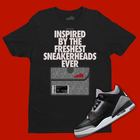 Shoe Box Black T-Shirt Matching Jordan 3 Black Cement