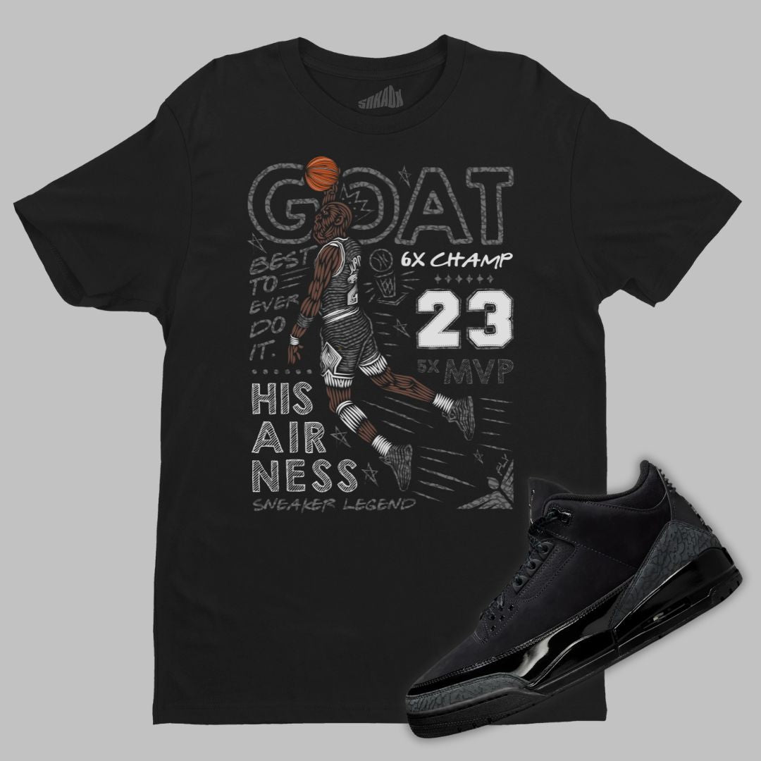 GOAT T-Shirt Matching Jordan 3 Black Cat