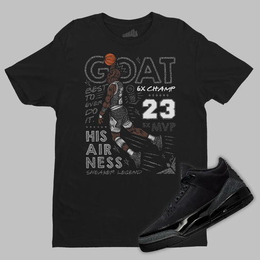 GOAT T-Shirt Matching Jordan 3 Black Cat