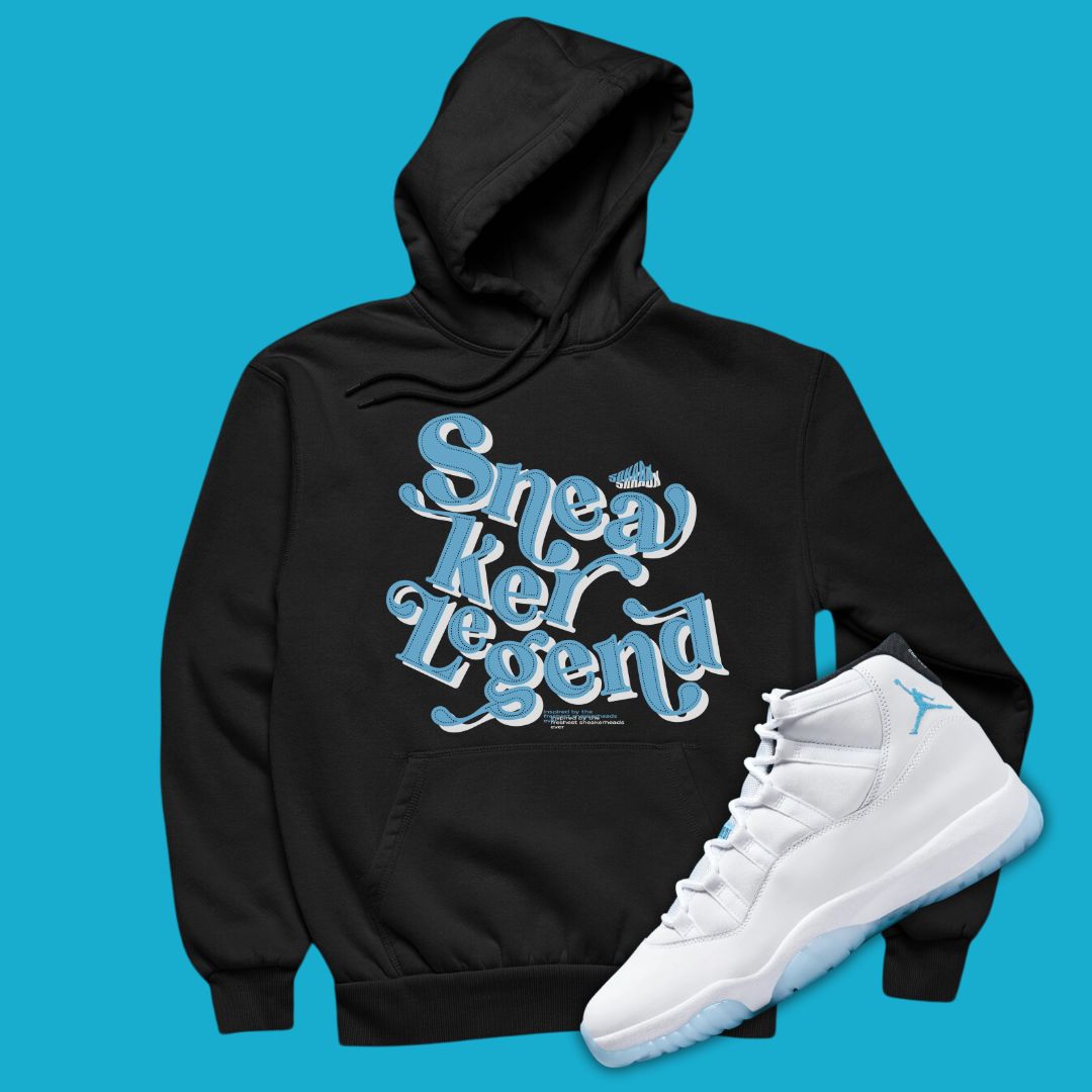 Sneaker Legend Black Hoodie Matching Jordan 11 Legend Blue