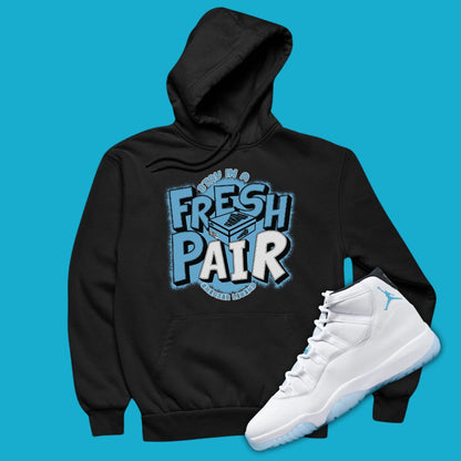 Fresh Pair Black Hoodie Matching Jordan 11 Legend Blue