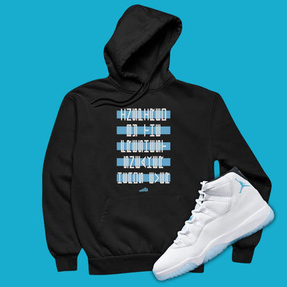 Jordan 11 Font Black Hoodie Matching Jordan 11 Legend Blue