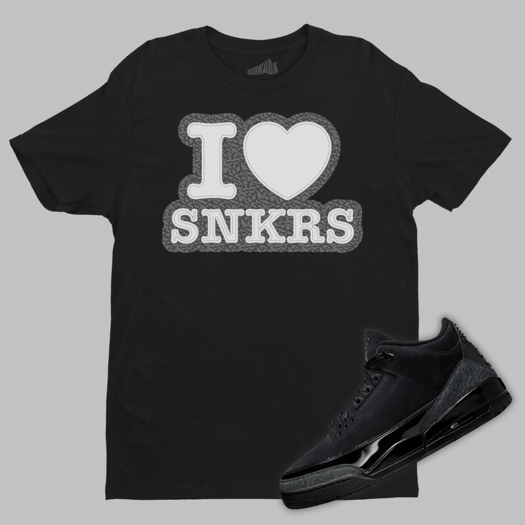 I Love Sneakers T-Shirt Matching Jordan 3 Black Cat