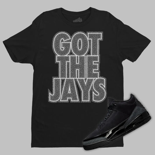 Jordan 3 Black Cat Sneaker Matching T-Shirt with Got The Jays graphic 