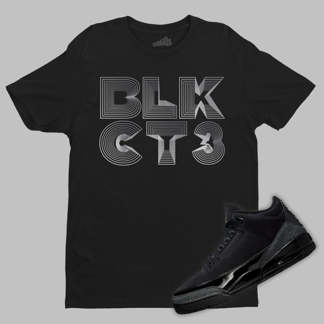 Black Cat 3D black T-Shirt Matching Jordan 3 Black Cat