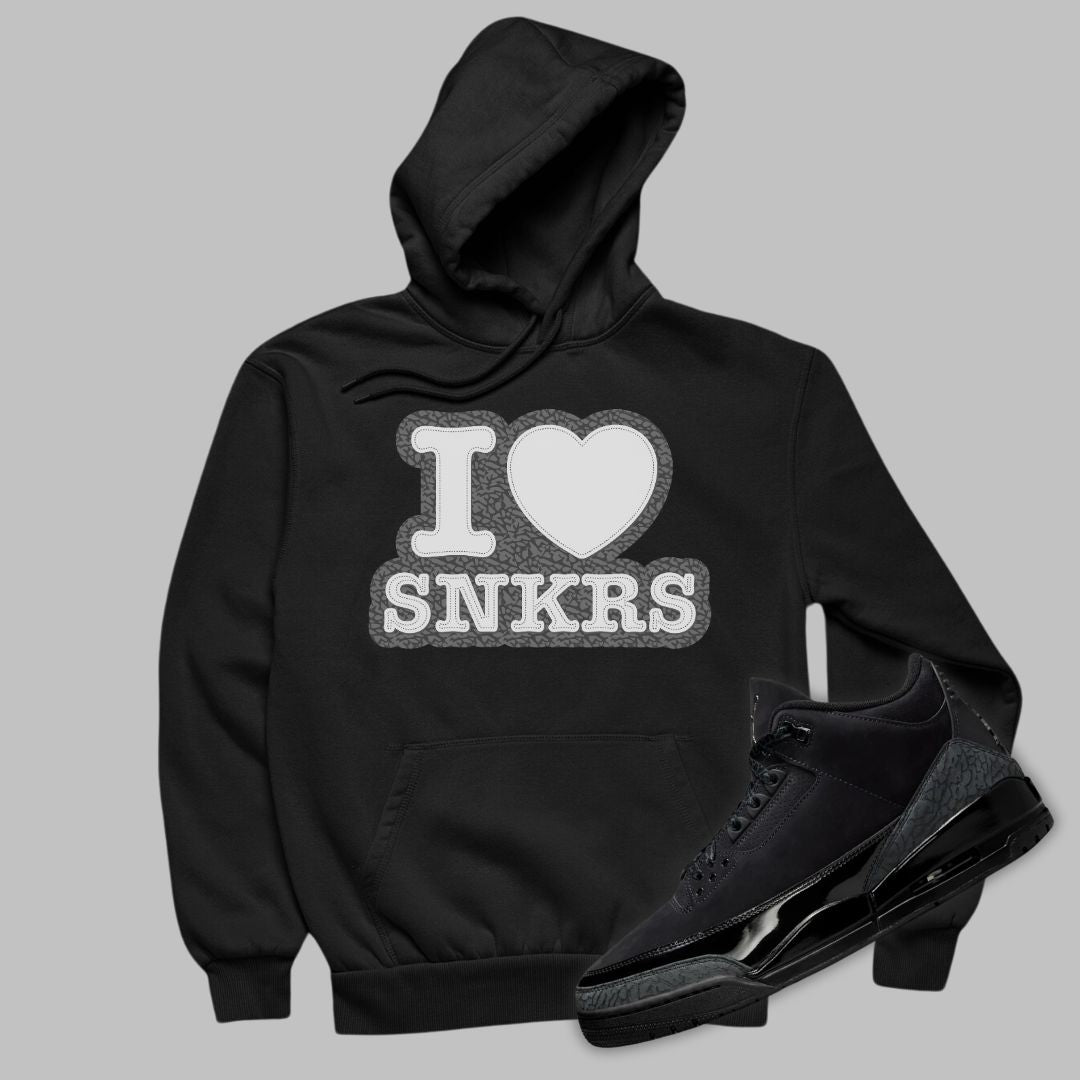 I Love Sneakers Hoodie Matching Jordan 3 Black Cat