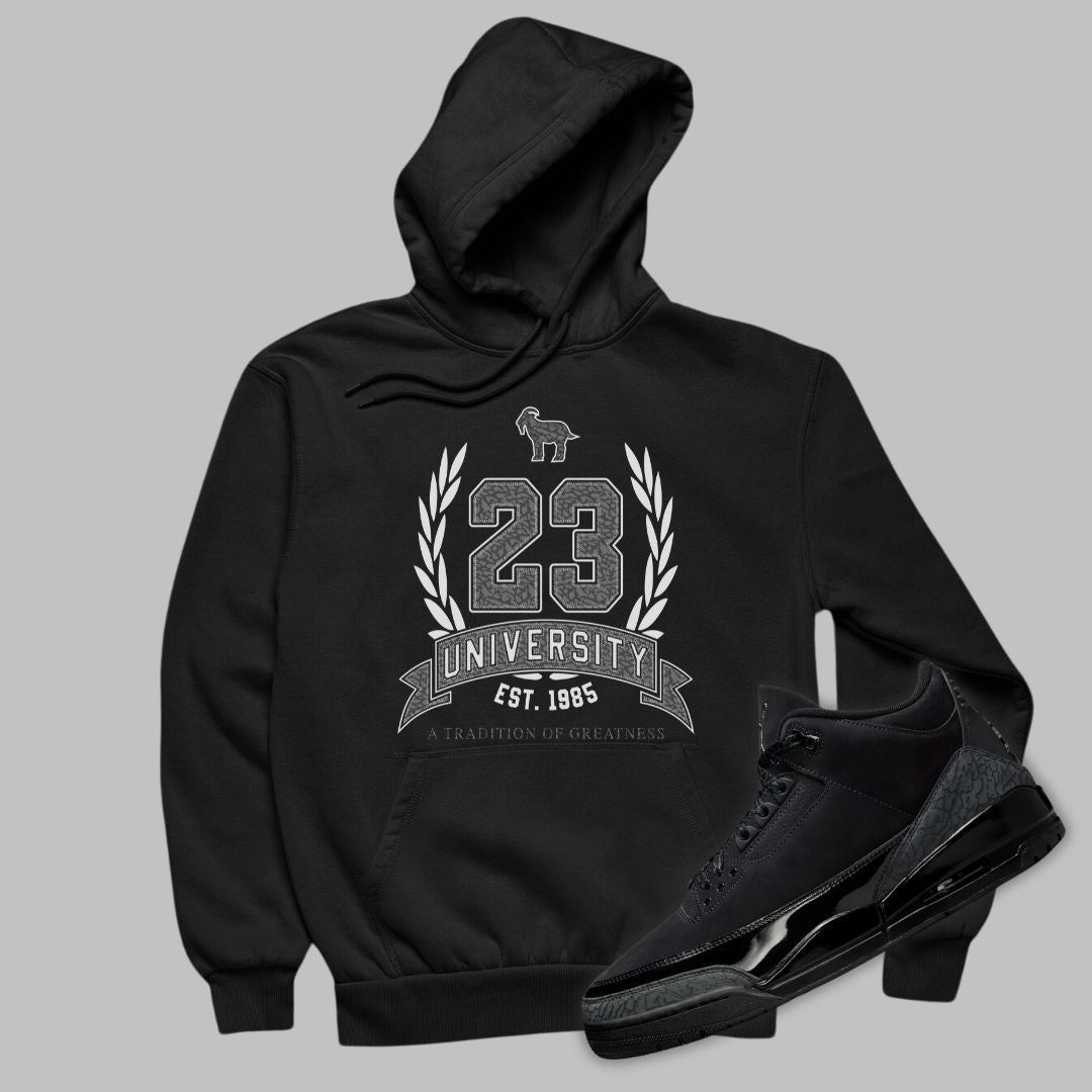 23 University Hoodie Matching Jordan 3 Black Cat