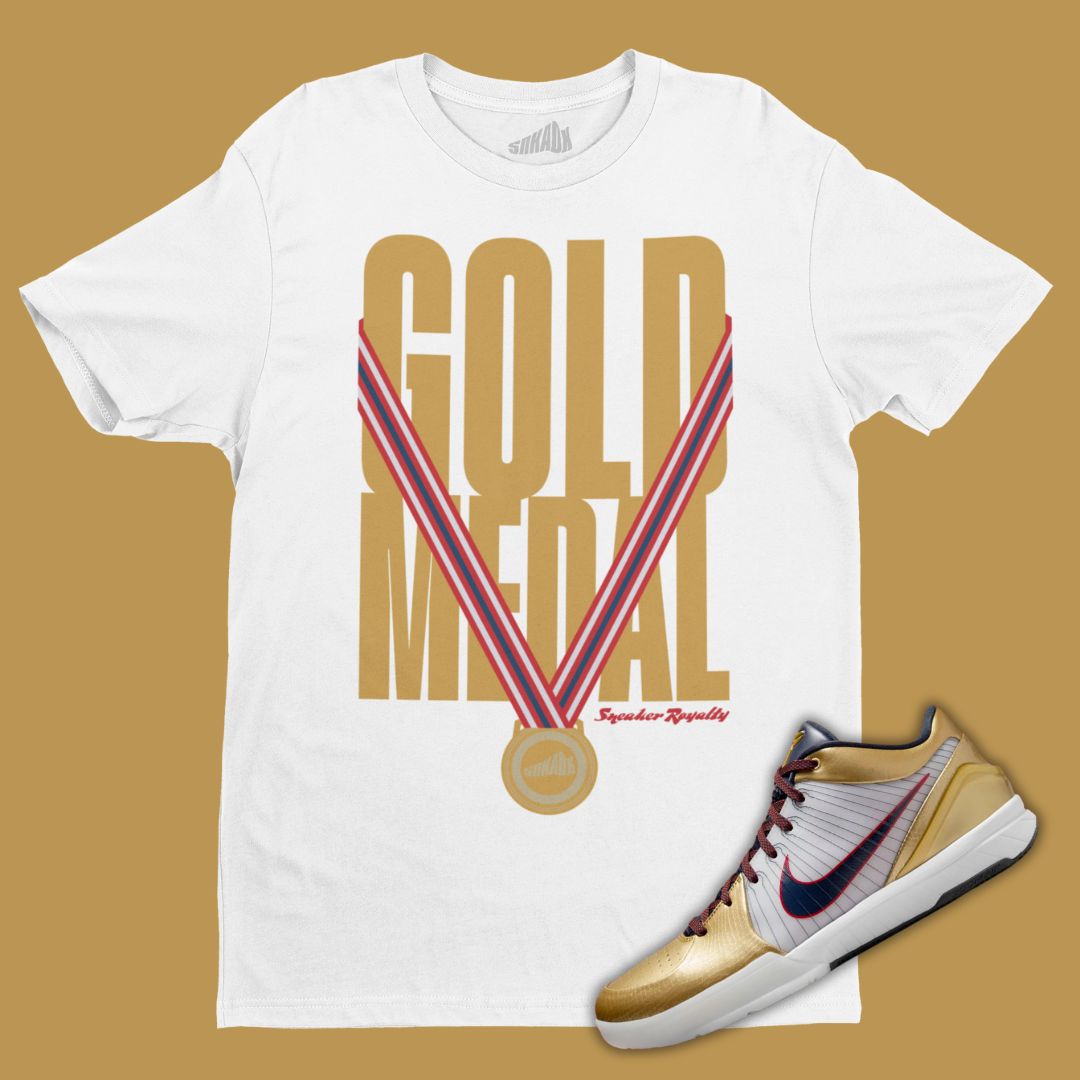 Sneaker Gold Medal Navy T-Shirt Matching Kobe 4 Gold Medal