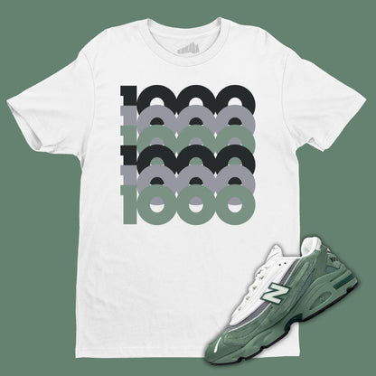 1000 Stacked White T-Shirt Matching NB 1000 Green Grey