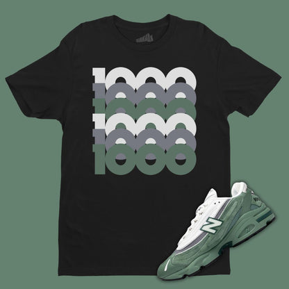 1000 Stacked Black T-Shirt Matching NB 1000 Green Grey