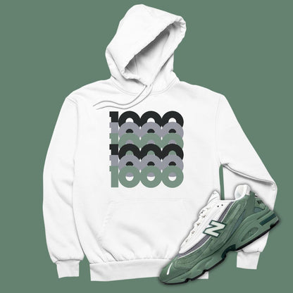 1000 Stacked White Hoodie Matching NB 1000 Green Grey