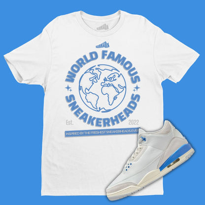 World Famous Sneakerheads white T-Shirt Matching Jordan 3 Lucky Shorts