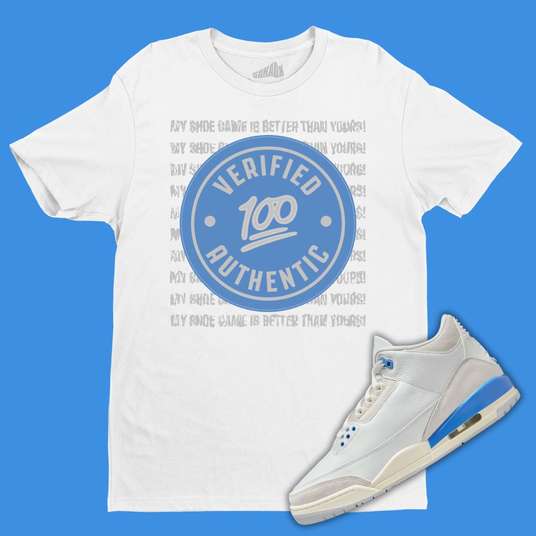 Verified Authentic white T-Shirt Matching Jordan 3 Lucky Shorts