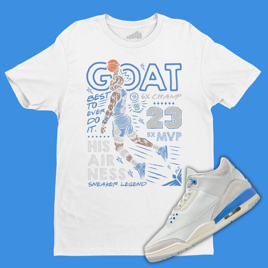 GOAT white T-Shirt Matching Jordan 3 Lucky Shorts