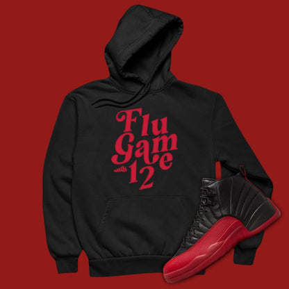 Flu Game 12 black Hoodie Matching Jordan 12 Flu Game