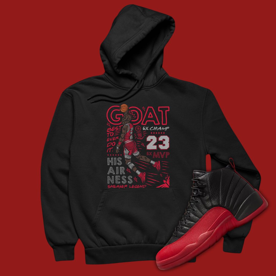 GOAT black Hoodie Matching Jordan 12 Flu Game