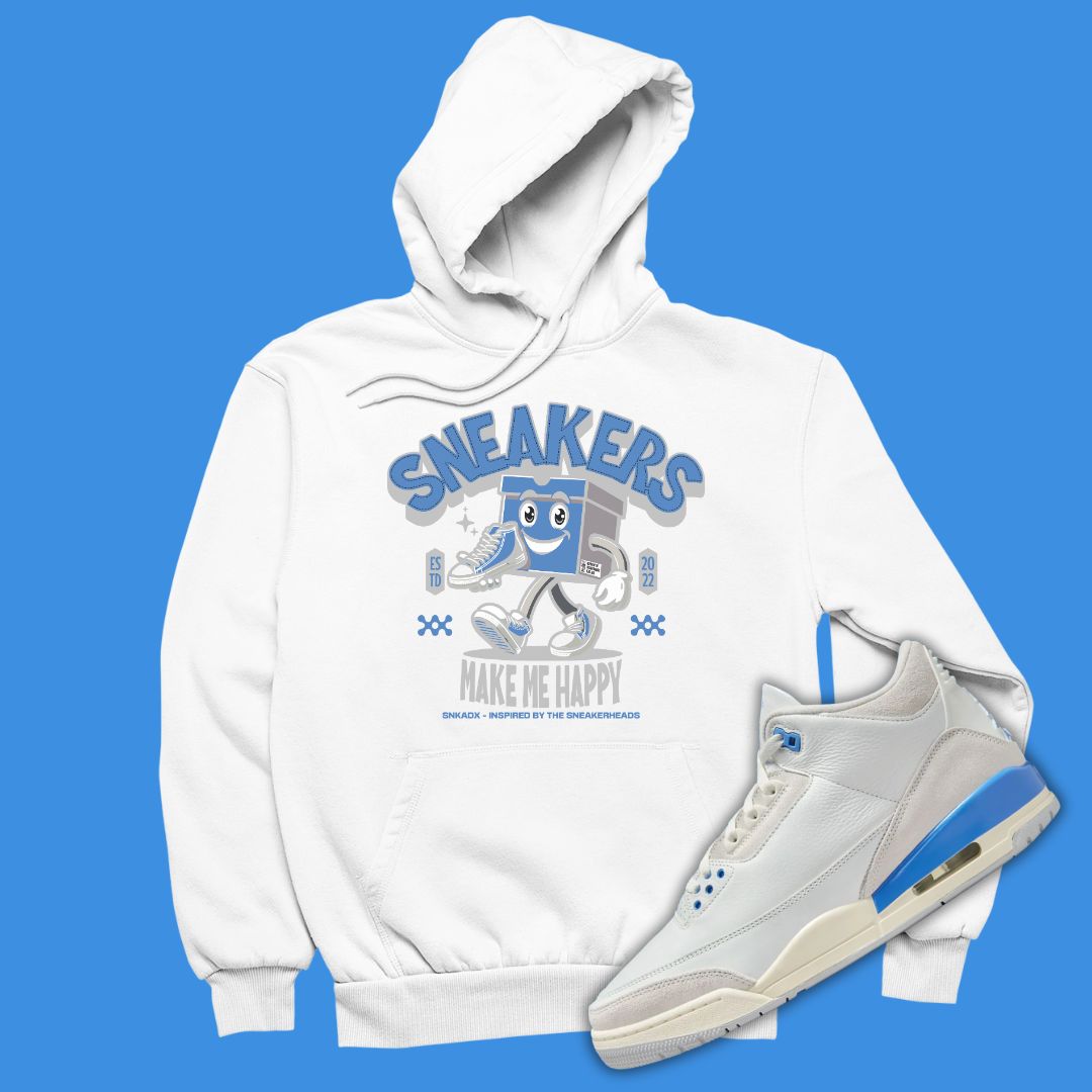 Sneakers Make Me Happy white Hoodie Matching Jordan 3 Lucky Shorts