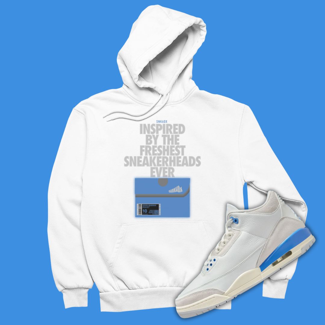 Shoe Box white Hoodie Matching Jordan 3 Lucky Shorts