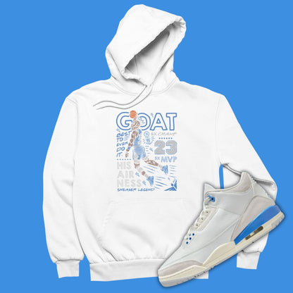 GOAT white Hoodie Matching Jordan 3 Lucky Shorts