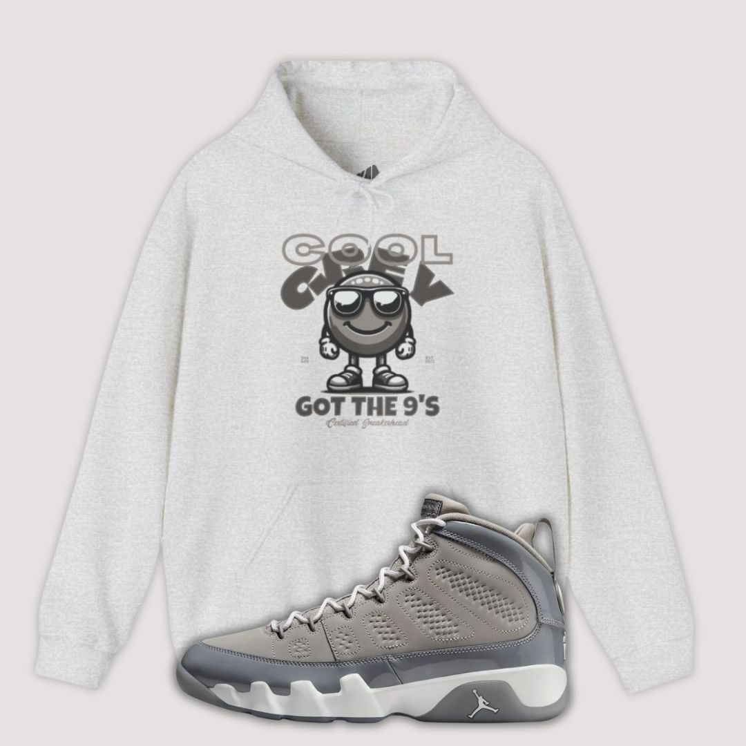 Cool Grey Smiley Hoodie Matching Jordan 9 Cool Grey