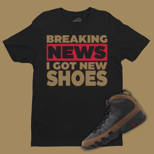 Breaking News Black T-Shirt Matching Jordan 9 Olive