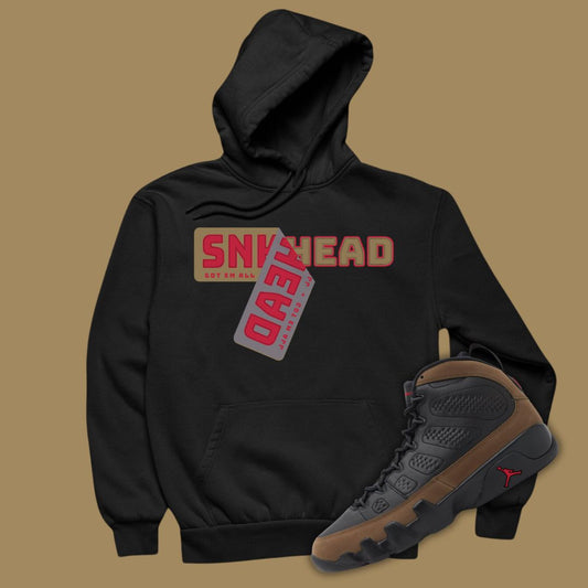 Sneakerhead Sticker Black Hoodie Matching Jordan 9 Olive