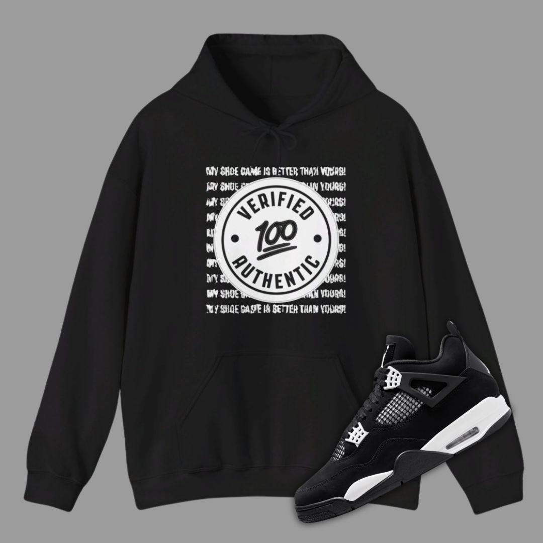 Verified Authentic Hoodie Matching Jordan 4 White Thunder - Black / S - Hoodie