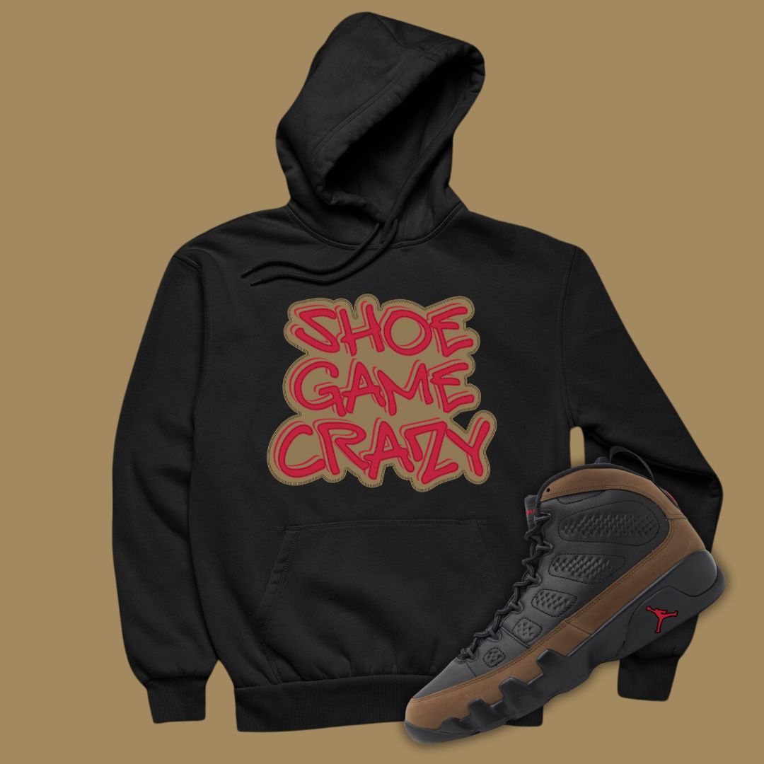 Shoe Game Crazy Black Hoodie Matching Jordan 9 Olive