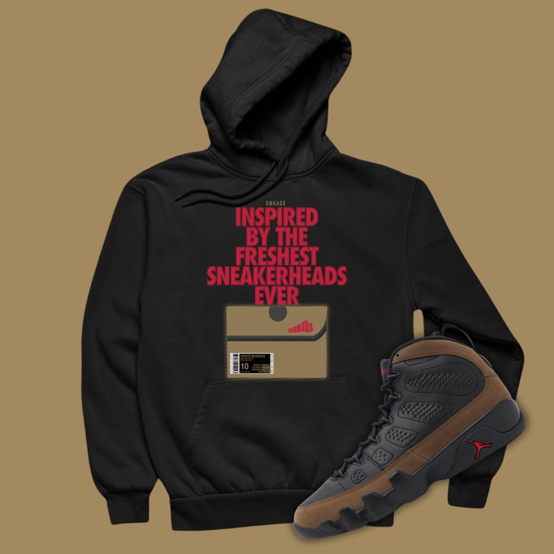 Shoe Box Black Hoodie Matching Jordan 9 Olive