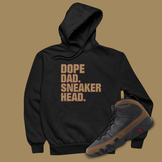 Dope Dad Sneakerhead Black Hoodie Matching Jordan 9 Olive