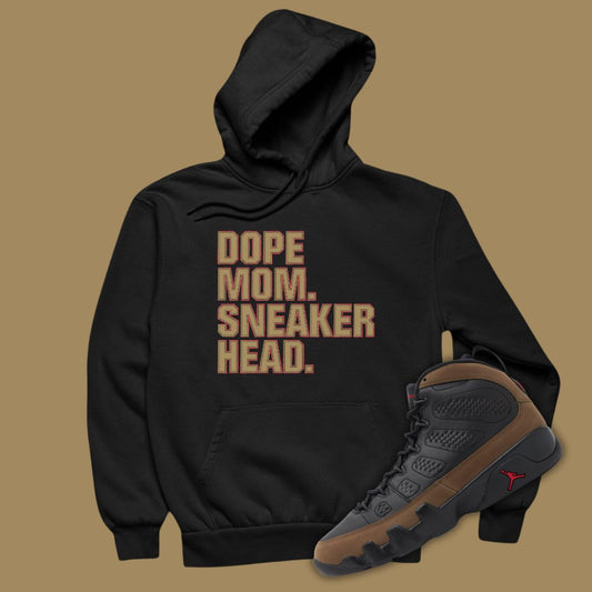 Dope Mom Sneakerhead Black Hoodie Matching Jordan 9 Olive